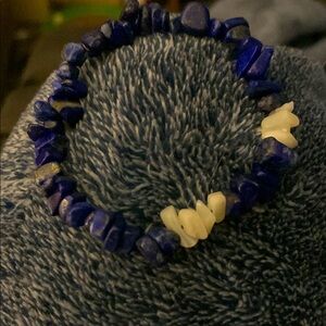 Lapis & snow quartz bracelet